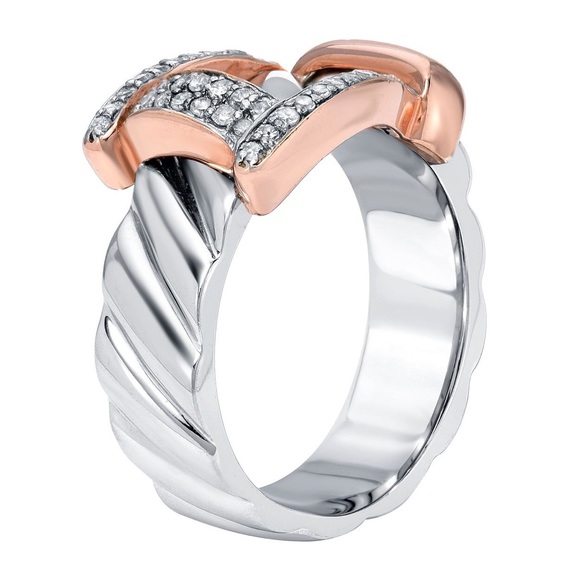 Buckle Diamond Silver Ring - Picture 2 of 2